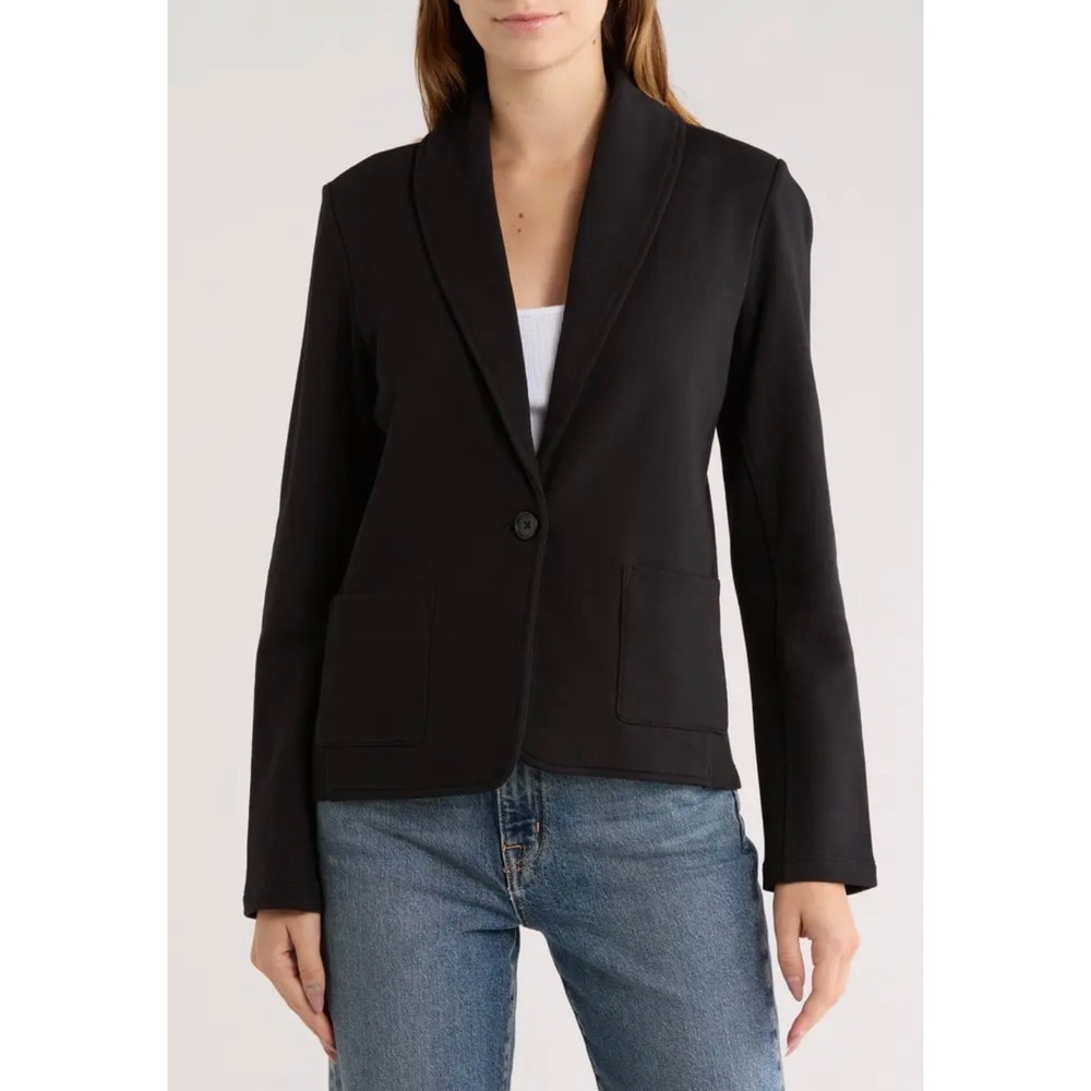 James Perse Black French Terry Shawl Collar Blazer Jacket Womens Size 1 US S